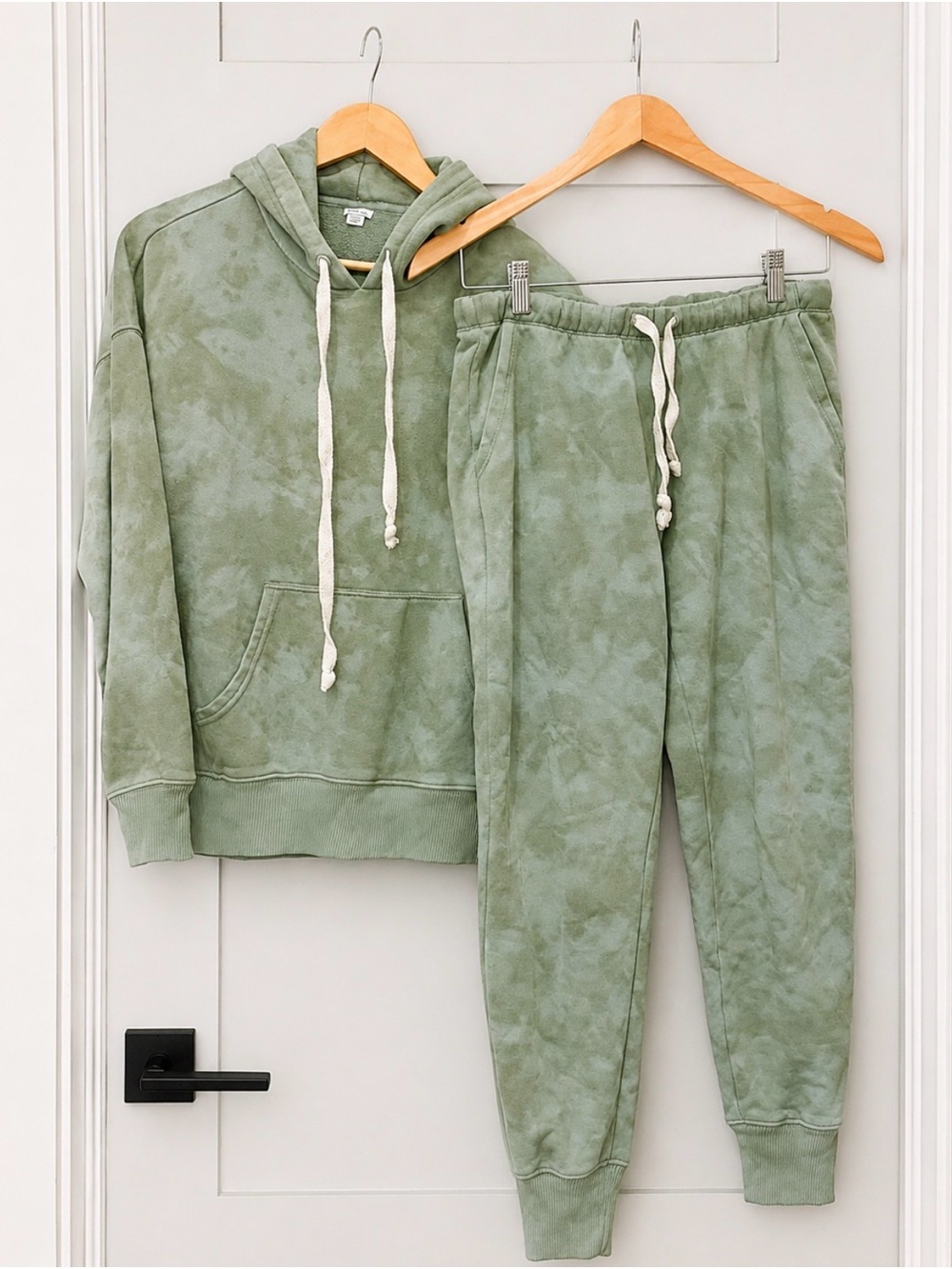 aerie Sage Green Hoodie & Sweatpants with Cream Drawstrings